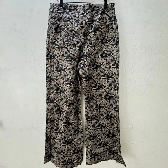 PRINCESS POLLY || Flare Dragon Print Wide Leg Jeans Sz 12 y2k - Picture 5 of 15